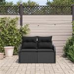 vidaXL Tuinbank met kussen Zwart 121 x 62 x 69cm poly rattan