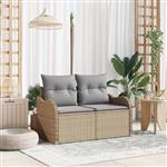 vidaXL Tuinbank met kussen Beige 121 x 62 x 69cm poly rattan