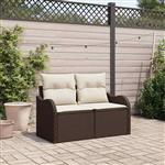 vidaXL Tuinbank met kussen Bruin 121 x 62 x 69cm poly rattan
