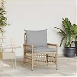 vidaXL Tuinstoel met kussen Beige 73 x 61 x 77 cm poly rattan