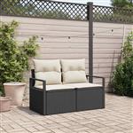 vidaXL Tuinbank met kussen met opslag 120 x 62 x 69 cm poly rattan