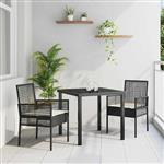 vidaXL Tuinstoel met kussen 2 pcs Zwart 55 x 53 x 85 cm poly rattan