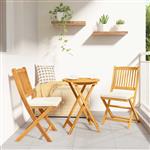 vidaXL Opvouwbare stoel met kussen 2 pcs Bruin Massief acaciahout