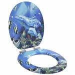 vidaXL Zachte sluit toiletbril Blauw 44 x 38 cm MDF-plaat