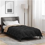 vidaXL Winter Dekbed Zwart en Taupe 140 x 200 cm Microfiber