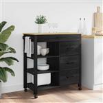 vidaXL Keuken Trolley MONZA Zwart 84 x 40 x 88,5 cm Massief Vurenhout