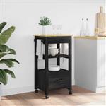 vidaXL Keuken Trolley MONZA Zwart 48 x 40 x 88,5 cm Massief Vurenhout