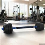 vidaXL 2-in-1 Halter-Barbell Set 30kg Zwart en Blauw