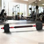 vidaXL 2-in-1 Halter-Barbell Set 20kg 20kg Zwart en Rood