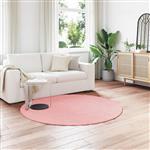 vidaXL Antislip neplederen konijnenbont vloerkleed Olite Roze Ø 200 cm