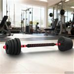 vidaXL 2-in-1 Halter-Barbell Set 30kg 30kg Zwart en Rood