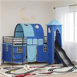 vidaXL Loftbed voor Kids Zwart en Blauw 100 x 200 cm Metaal