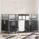 vidaXL Loftbedframe voor Kinderen met Gordijnen Zwart 107 x 200 cm