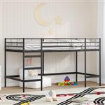 vidaXL Loftbed voor Kids Zwart 99,5 x 200 cm Staal