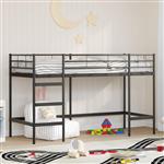 vidaXL Loftbed voor Kids Zwart 90 x 190 cm Staal