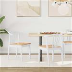 vidaXL Eetkamerstoel 2 pcs wit en naturel Massief Rubberhout