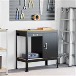 vidaXL Werkbank met lade Zwart 90 x 49 x 91 cm Bewerkt hout en metaal
