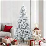 vidaXL Kunst Kerstboom met Geveerde Takken, Sneeuw Bedekt Wit 180 cm