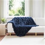 vidaXL Antislip deken van imitatie konijnenbont Olite Marineblauw