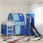 vidaXL Loftbed voor Kids Wit en Blauw 100 x 200 cm Metaal
