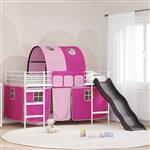 vidaXL Loftbed voor Kids Wit en Roze 80 x 200 cm Metaal