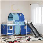 vidaXL Loftbed voor Kids Wit en Blauw 100 x 200 cm Metaal