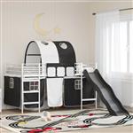 vidaXL Loftbed voor Kids Wit en zwart 100 x 200 cm Metaal