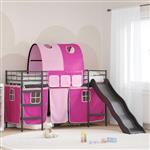 vidaXL Loftbed voor Kids Zwart en Roze 100 x 190 cm Metaal