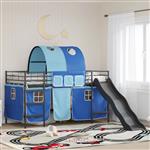 vidaXL Loftbed voor Kids Zwart en Blauw 80 x 200 cm Metaal