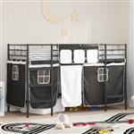 vidaXL Loftbedframe voor Kinderen met Gordijnen Zwart 90 x 190 cm