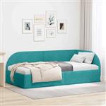 vidaXL Hoekbedframe met hoofdeinde Turquoise 90 cm x 190 cm Fluweel