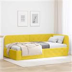 vidaXL Hoekbedframe Geel 90 x 190 cm Fluweel