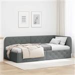 vidaXL Hoekbedframe Donkergrijs 90 x 190 cm Stof