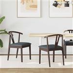 vidaXL Eetkamerstoel 2 pcs Lichtbruin en Zwart Massief Rubberhout