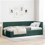 vidaXL Hoekbedframe met hoofdeinde Donkergroen 90 cm x 190 cm Fluweel
