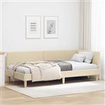 vidaXL Hoekbedframe Crème 90 cm x 200 cm Stof en multiplex