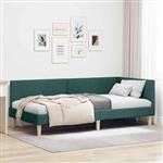 vidaXL Hoekbedframe Donkergroen 90 cm x 200 cm Stof en multiplex