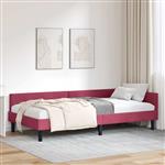 vidaXL Hoekbedframe met hoofdeinde Wijnrood 100 cm x 200 cm Fluweel