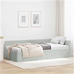 vidaXL Hoekbedframe met hoofdeinde Lichtgrijs 90 cm x 190 cm Fluweel