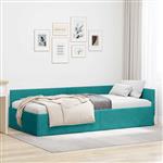 vidaXL Hoekbedframe met hoofdeinde Turquoise 80 cm x 200 cm Fluweel
