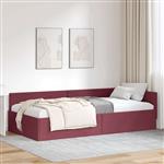 vidaXL Hoekbedframe met hoofdeinde Wijnrood 90 cm x 200 cm Stof