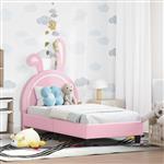 vidaXL Peuterbedframe met hoofdbord met hoofdeinde Roze 70 x 140 cm PU