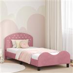 vidaXL Bedframe voor kinderen met hoofdbord Roze 90 x 190 cm Fluweel