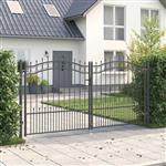 vidaXL Hekpoort met Spear Boven met slot Grijs 305 x 150 cm Staal