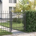 vidaXL Hekpoort met slot Grijs 150 x 100 cm Poedergecoat staal