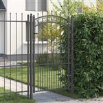 vidaXL Hekpoort met Spear Boven met slot Grijs 103 x 175 cm Staal