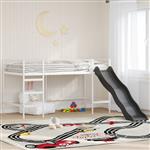 vidaXL Kinder loft bedframe met glijbaan Wit en Antraciet 90 x 200 cm
