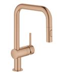 Keukenmengkraan GROHE Minta U-Uitloop Uittrekbare Dual Spray Warm Sunset Geborsteld