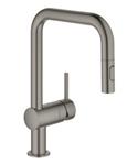 Keukenmengkraan GROHE Minta U-Uitloop Uittrekbare Dual Spray Hard Graphite Geborsteld