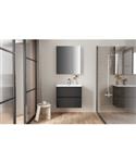 Spiegelkast BWS Hayat 2 Assymetrische Deuren 60x70x15cm Mat Zwart